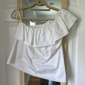 Kate Spade one-shoulder crisp cotton top